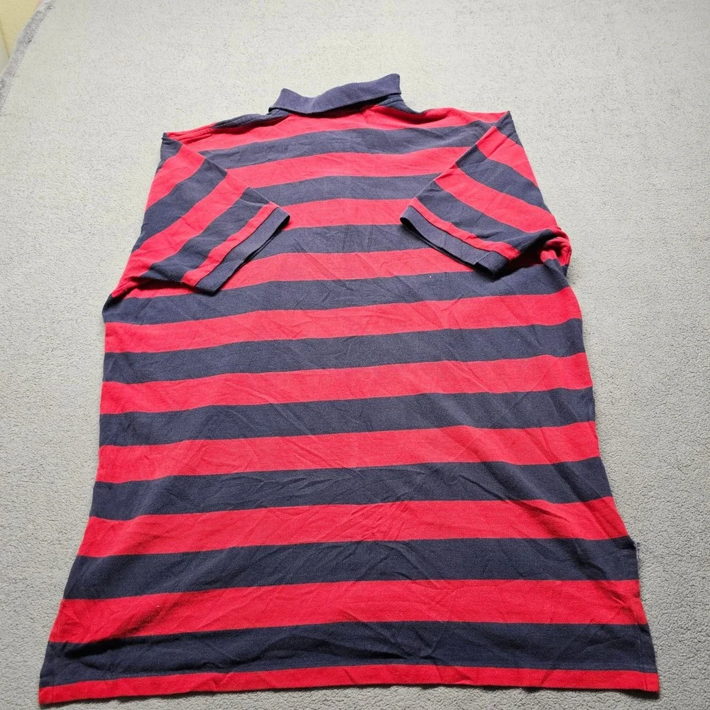 Polo Ralph Lauren Polo Shirt Mens 2XL Red Navy Striped Short Sleeve Pony Logo